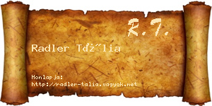 Radler Tália névjegykártya